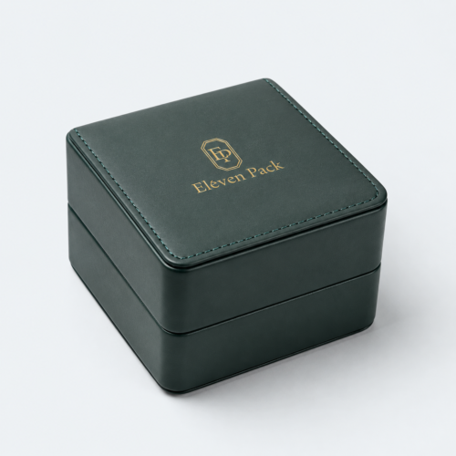 Green Beige Genuine Leather Flip-Top Lined Watch Box - closed product view - JB-BM-03-P29