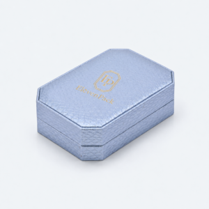 Blue Hinged Snakeskin Texture Luxury Genuine Leather Jewelry Box - closed product view - JB-BM-03-P3