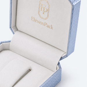 Blue Hinged Snakeskin Texture Luxury Genuine Leather Jewelry Box - material or structure detail - JB-BM-03-P3