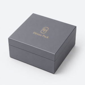 Blue Gray Beige Genuine Leather Flip-Top Lined Watch Box - closed product view - JB-BM-03-P30