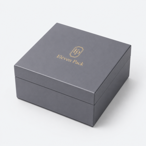 Blue Gray Beige Genuine Leather Flip-Top Lined Watch Box - closed product view - JB-BM-03-P30