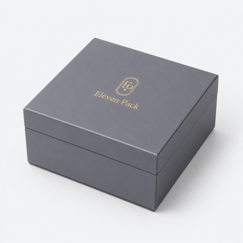 Blue Gray Beige Genuine Leather Flip-Top Lined Watch Box - closed product view - JB-BM-03-P30