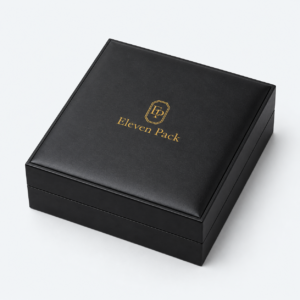 Black Gold Genuine Leather Jewelry and Watch Organizer Box - closed product view - JB-BM-03-P32 Black Gold Genuine Leather Jewelry and Watch Organizer Box - closed product view - JB-BM-03-P32