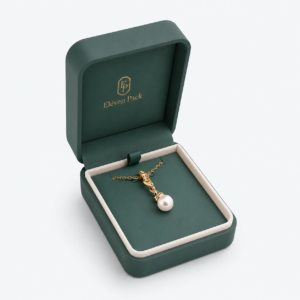 Dark Green Genuine Leather Luxury Jewelry Packaging Box - open product view - JB-BM-03-P33 Dark Green Genuine Leather Luxury Jewelry Packaging Box - open product view - JB-BM-03-P33