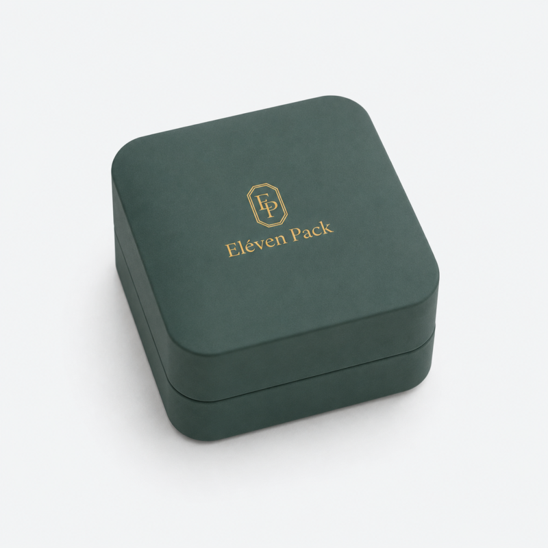 Dark Green Genuine Leather Luxury Jewelry Packaging Box - closed product view - JB-BM-03-P33 Dark Green Genuine Leather Luxury Jewelry Packaging Box - closed product view - JB-BM-03-P33