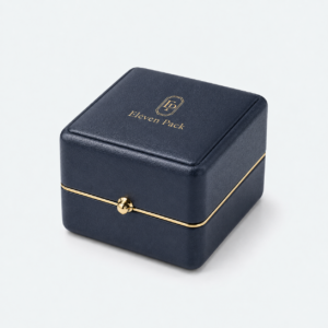Dark Blue Genuine Leather Luxury Ring Box - closed product view - JB-BM-03-P36 Dark Blue Genuine Leather Luxury Ring Box - closed product view - JB-BM-03-P36