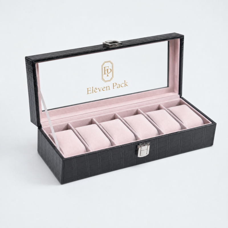 Black Genuine Leather Jewelry Organizer for Organized - closed product view - JB-BM-03-P37 Black Genuine Leather Jewelry Organizer for Organized - closed product view - JB-BM-03-P37