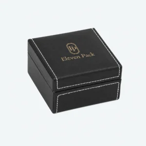 Black Flip-Top Luxury Genuine Leather Jewelry Packaging Box - closed product view - JB-BM-03-P38