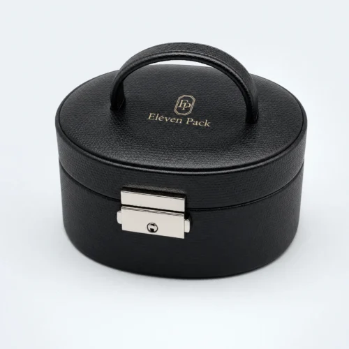 Black Genuine Leather Mirror Panel Structured Box - open product view - JB-BM-03-P41