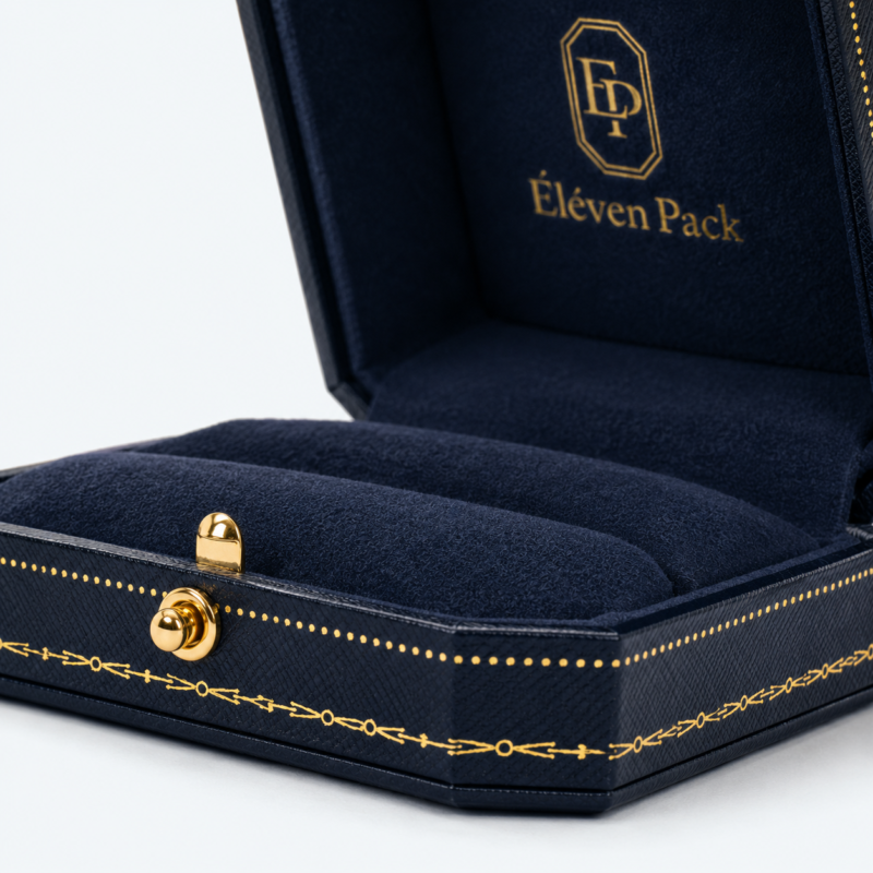 Dark Blue Leather Ring Box with Blue Velvet Lining - material or structure detail - JB-BM-03-P5
