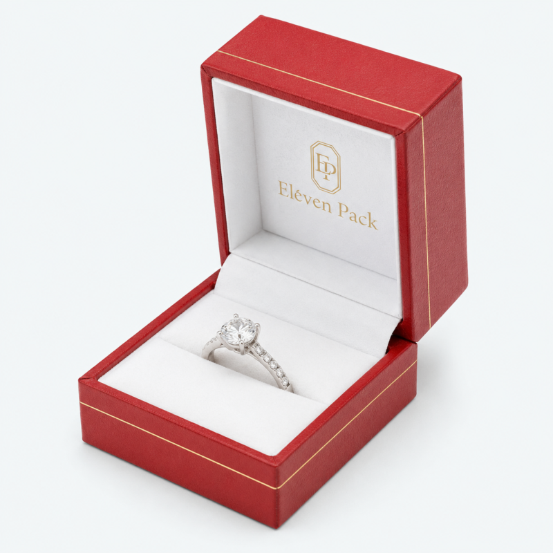 Luxury Brand-Style Leather Premium Jewelry Box for Rings - open product view - JB-BM-03-P9