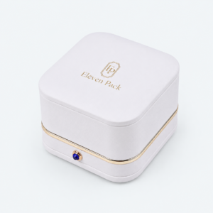 White Hinged Luxury PU Leather Jewelry Box - closed product view - JB-BM-05-P10