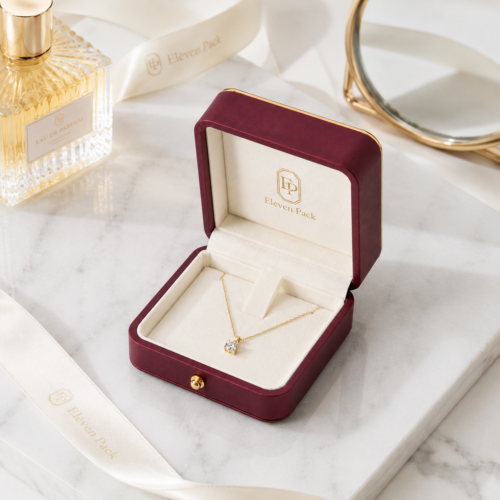 Red Hinged Luxury PU Leather Jewelry Box - open product view - JB-BM-05-P11 Red Hinged Luxury PU Leather Jewelry Box - open product view - JB-BM-05-P11