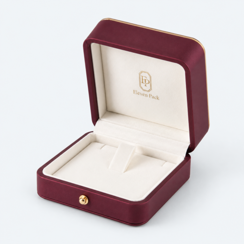 Red Hinged Luxury PU Leather Jewelry Box - closed product view - JB-BM-05-P11