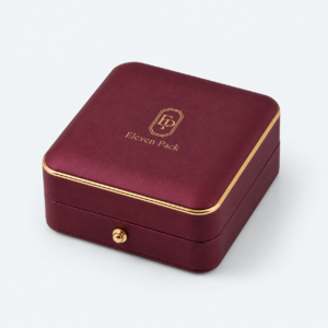 Red Hinged Luxury PU Leather Jewelry Box - material or structure detail - JB-BM-05-P11