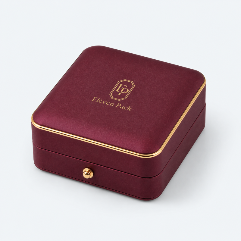 Red Hinged Luxury PU Leather Jewelry Box - material or structure detail - JB-BM-05-P11