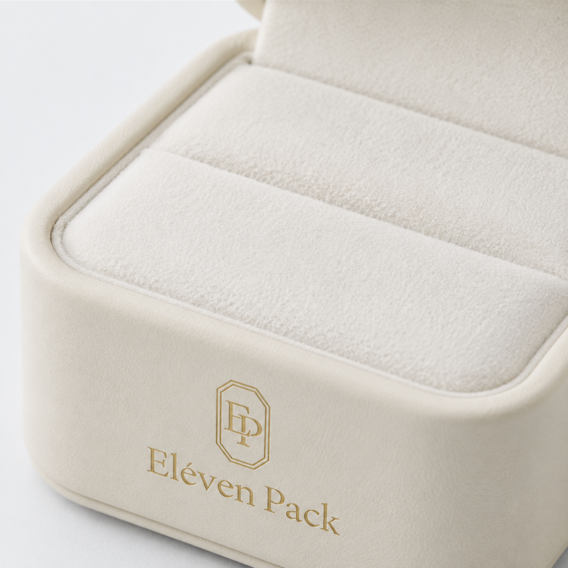 White PU Leather Hinged Luxury Minimalist Jewelry Box - material or structure detail - JB-BM-05-P12 White PU Leather Hinged Luxury Minimalist Jewelry Box - material or structure detail - JB-BM-05-P12