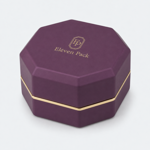 PU Leather Flip-Top Octagonal Elegant Jewelry Packaging Box - closed product view - JB-BM-05-P2