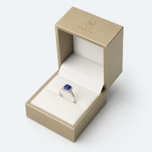 Champagne Gold PU Leather Flip-Top Proposal Ring Box - open product view - JB-BM-05-P23