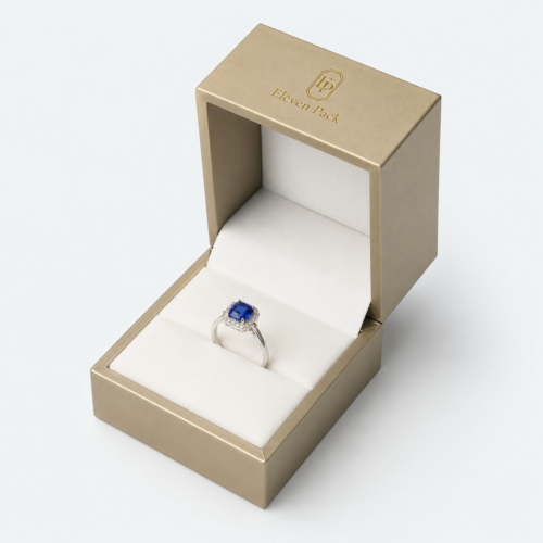 Champagne Gold PU Leather Flip-Top Proposal Ring Box - open product view - JB-BM-05-P23
