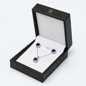 Black PU Leather Necklace Box with White Velvet Lining - open product view - JB-BM-05-P24