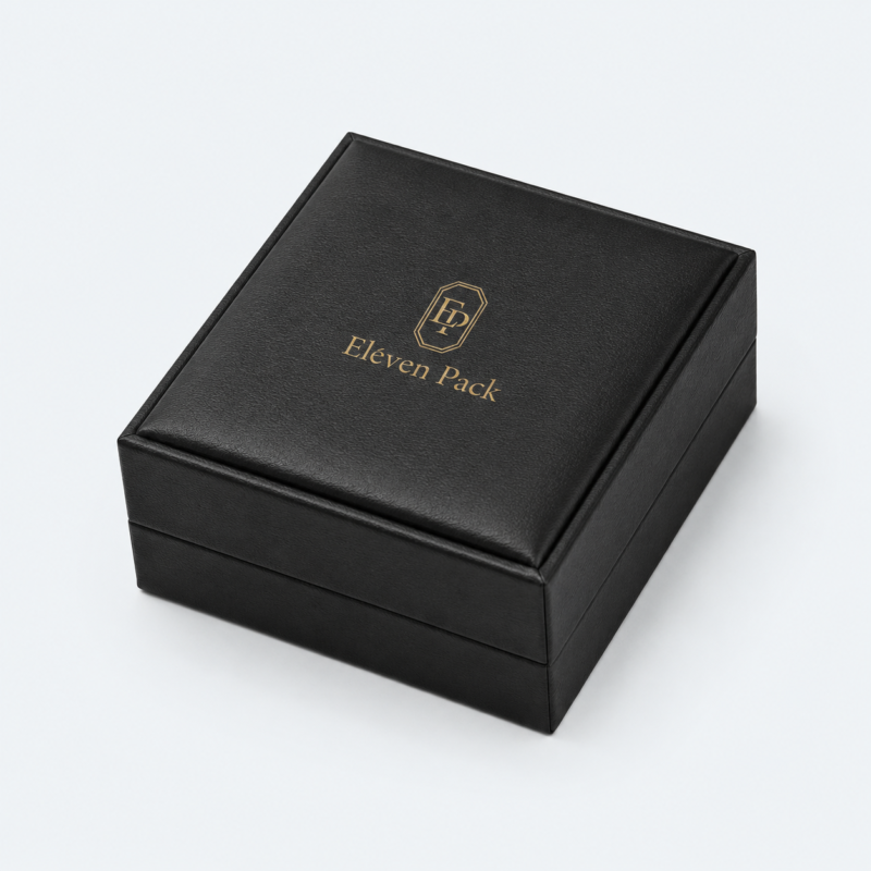 Black PU Leather Necklace Box with White Velvet Lining - closed product view - JB-BM-05-P24