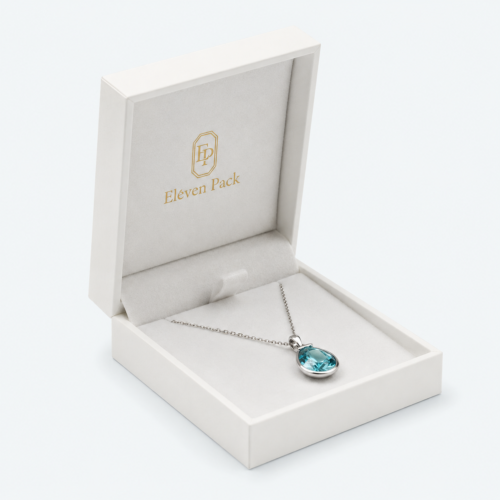 White PU Leather Flip-Top Luxury Jewelry Packaging Box - open product view - JB-BM-05-P26