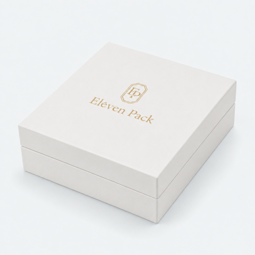 White PU Leather Flip-Top Luxury Jewelry Packaging Box - closed product view - JB-BM-05-P26