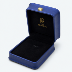 Blue Leather Flip-Top Premium Elegant Ring Box - open product view - JB-BM-05-P29