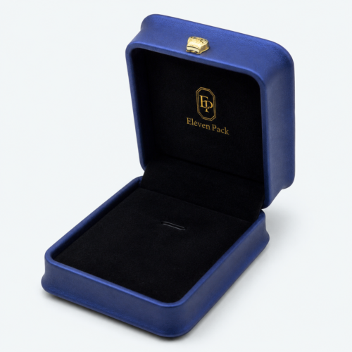 Blue Leather Flip-Top Premium Elegant Ring Box - open product view - JB-BM-05-P29
