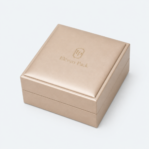 Champagne Flip-Top Premium PU Leather Necklace Box - closed product view - JB-BM-05-P30