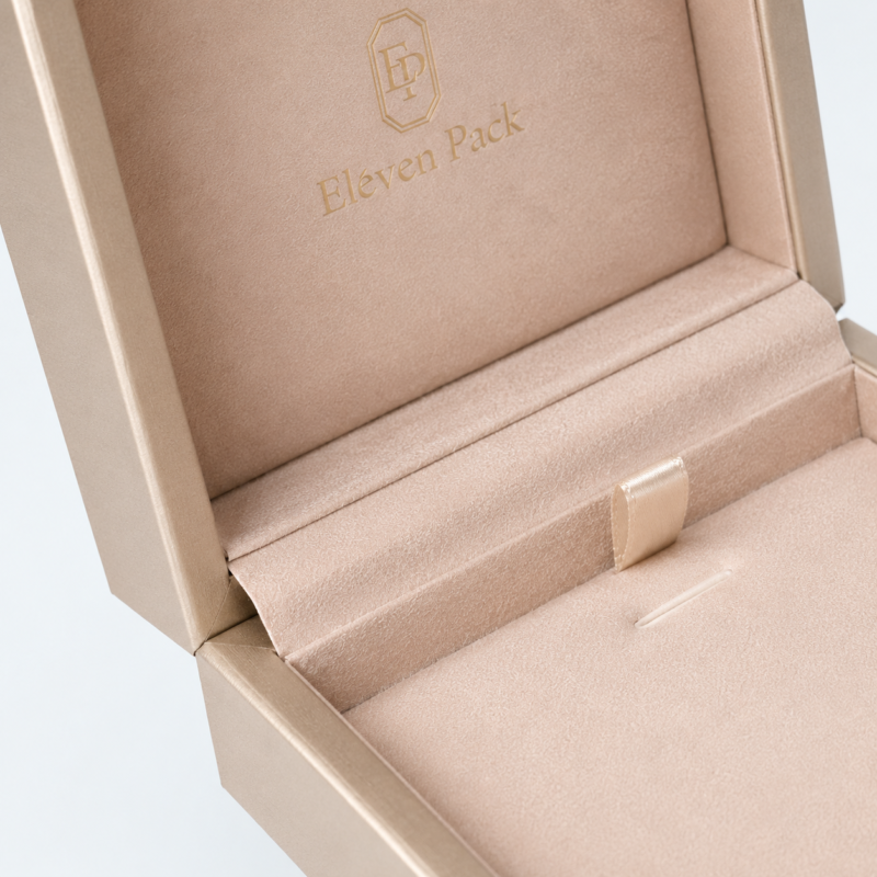 Champagne Flip-Top Premium PU Leather Necklace Box - material or structure detail - JB-BM-05-P30