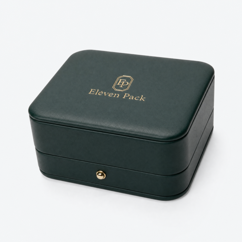 Dark Green PU Leather Flip-Top Premium Jewelry Box - closed product view - JB-BM-05-P31