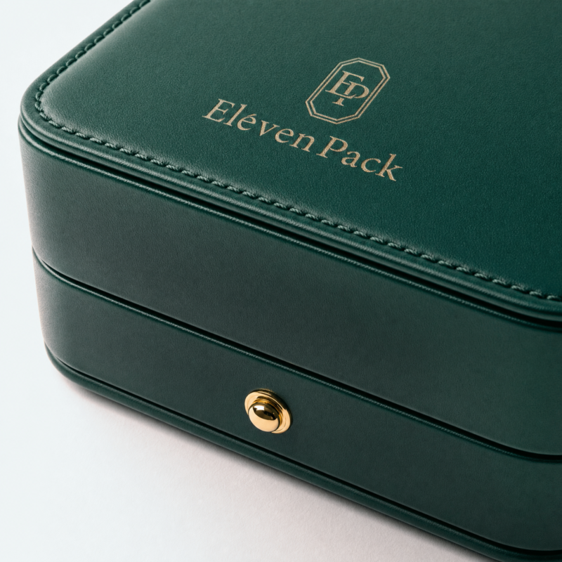 Dark Green PU Leather Flip-Top Premium Jewelry Box - material or structure detail - JB-BM-05-P31