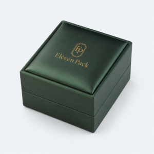 Dark Green and White PU Leather Flocked Premium Lined Earring Box - closed product view - JB-BM-05-P33 Dark Green and White PU Leather Flocked Premium Lined Earring Box - closed product view - JB-BM-05-P33