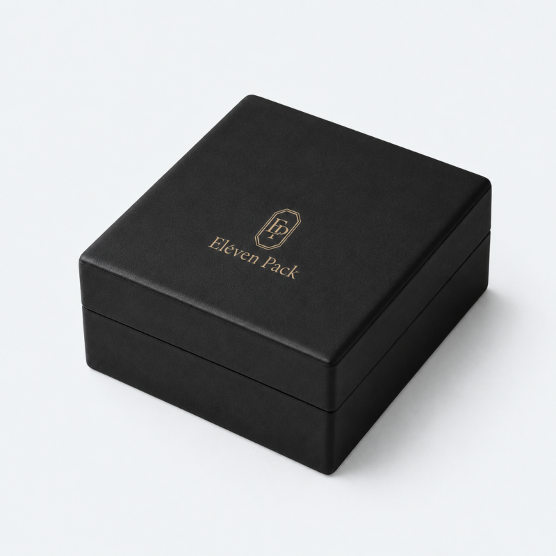 Black and White PU Leather Lined Necklace Box - closed product view - JB-BM-05-P34 Black and White PU Leather Lined Necklace Box - closed product view - JB-BM-05-P34