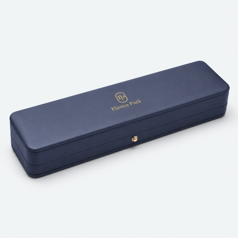 Black Blue PU Leather Luxury Necklace Box - closed product view - JB-BM-05-P35 Black Blue PU Leather Luxury Necklace Box - closed product view - JB-BM-05-P35