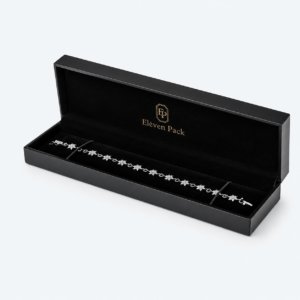 Black PU Leather Premium Necklace Box - open product view - JB-BM-05-P36 Black PU Leather Premium Necklace Box - open product view - JB-BM-05-P36