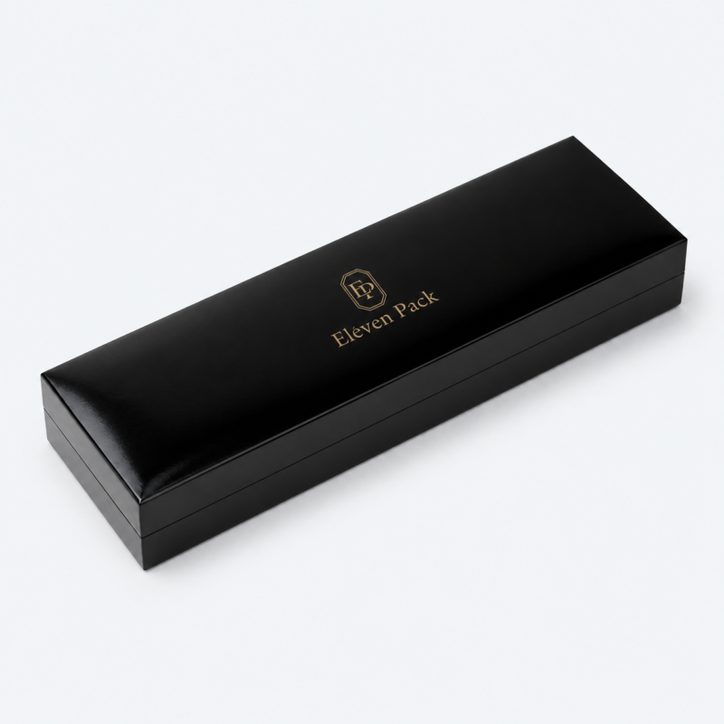 Black PU Leather Premium Necklace Box - closed product view - JB-BM-05-P36 Black PU Leather Premium Necklace Box - closed product view - JB-BM-05-P36