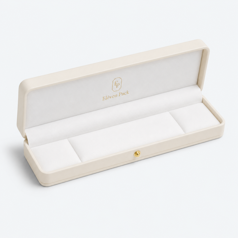 Light Color PU Leather Premium Jewelry Box for Necklaces and Bracelets - open product view - JB-BM-05-P37