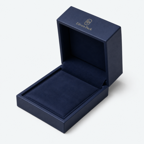 Navy PU Leather Luxury Custom Jewelry Box - open product view - JB-BM-05-P38