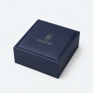Navy PU Leather Luxury Custom Jewelry Box - closed product view - JB-BM-05-P38