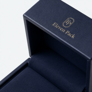 Navy PU Leather Luxury Custom Jewelry Box - material or structure detail - JB-BM-05-P38
