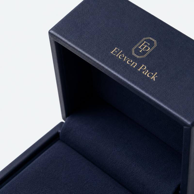 Navy PU Leather Luxury Custom Jewelry Box - material or structure detail - JB-BM-05-P38
