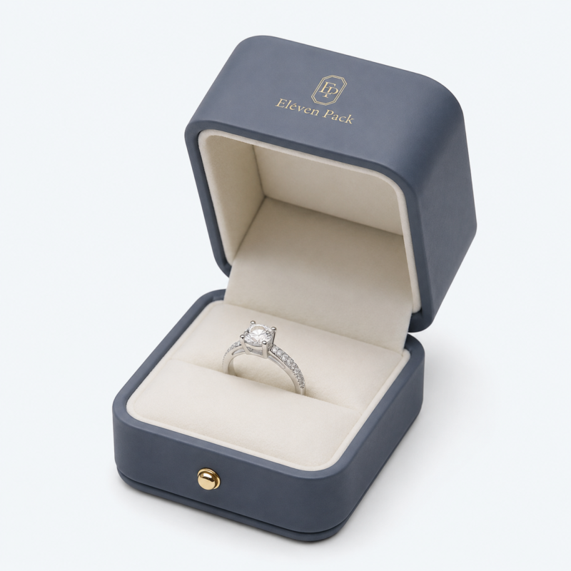 Navy PU Leather Jewelry Box for Jewelry - open product view - JB-BM-05-P40 Navy PU Leather Jewelry Box for Jewelry - open product view - JB-BM-05-P40