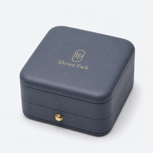Navy PU Leather Jewelry Box for Jewelry - closed product view - JB-BM-05-P40