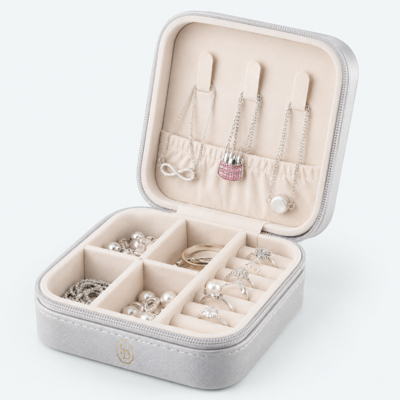 Pink PU Leather Flip-Top Dopamine Color Necklace Box - open product view - JB-BM-05-P47