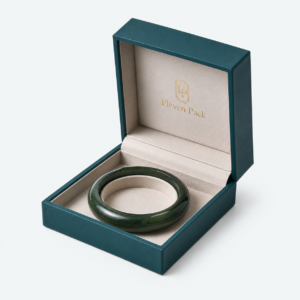 Dark Green PU Leather Flip-Top Jewelry Packaging Box - open product view - JB-BM-05-P5
