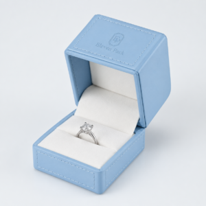 Blue PU Leather Flip-Top Jewelry Box - open product view - JB-BM-05-P52