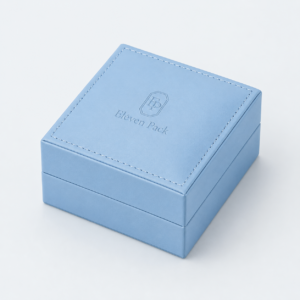 Blue PU Leather Flip-Top Jewelry Box - closed product view - JB-BM-05-P52